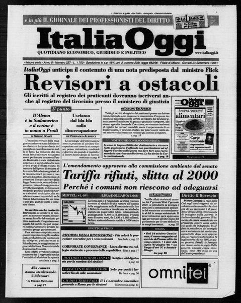 Italia oggi : quotidiano di economia finanza e politica